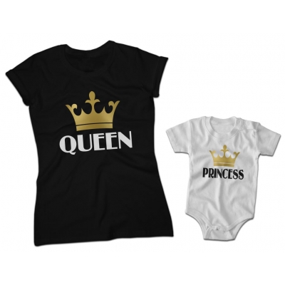 Zestaw Koszulek Rodzinnych Dla Mamy i Córki Queen Princess 4